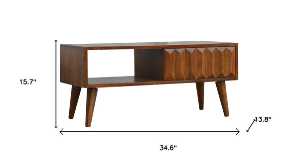 HomeRoots 43" Solid Mango Wood TV Stand with Open Shelving & Enclosed Storage for Modern Living Room Style 719194