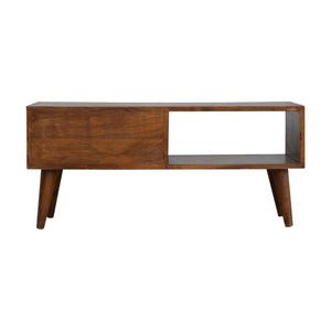 HomeRoots 43" Solid Mango Wood TV Stand with Open Shelving & Enclosed Storage for Modern Living Room Style 719194