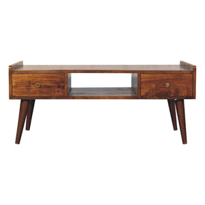 HomeRoots 39" Brown Solid Mango Wood TV Stand with Open and Enclosed Storage for Modern Living Spaces 719196
