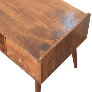 HomeRoots 39" Brown Solid Mango Wood TV Stand with Open and Enclosed Storage for Modern Living Spaces 719196