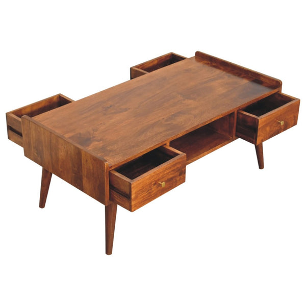 HomeRoots 39" Brown Solid Mango Wood TV Stand with Open and Enclosed Storage for Modern Living Spaces 719196