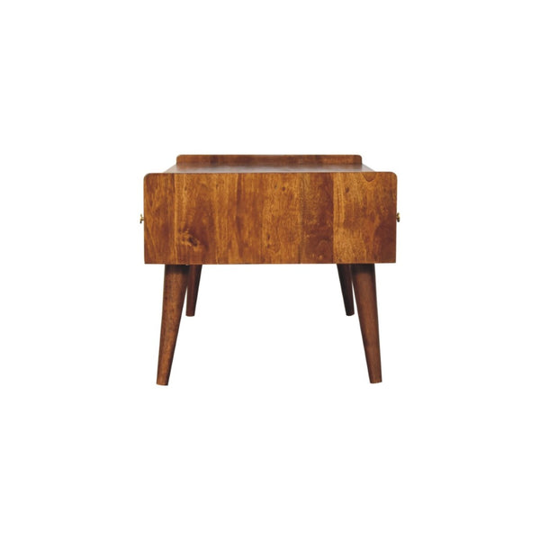 HomeRoots 39" Brown Solid Mango Wood TV Stand with Open and Enclosed Storage for Modern Living Spaces 719196