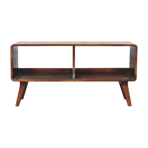 HomeRoots 43" Handcrafted Brown Solid Wood TV Stand with Mid-Century Charm, Open and Enclosed Storage Options 719197