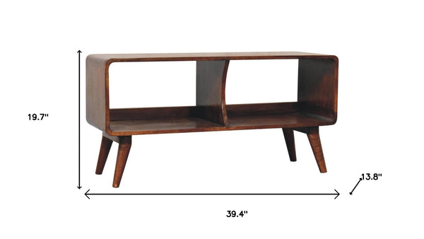HomeRoots 43" Handcrafted Brown Solid Wood TV Stand with Mid-Century Charm, Open and Enclosed Storage Options 719197