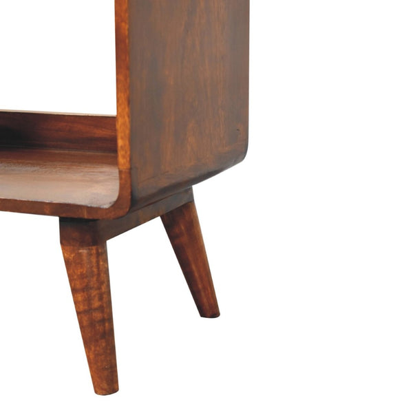 HomeRoots 43" Handcrafted Brown Solid Wood TV Stand with Mid-Century Charm, Open and Enclosed Storage Options 719197