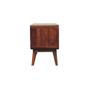 HomeRoots 43" Handcrafted Brown Solid Wood TV Stand with Mid-Century Charm, Open and Enclosed Storage Options 719197