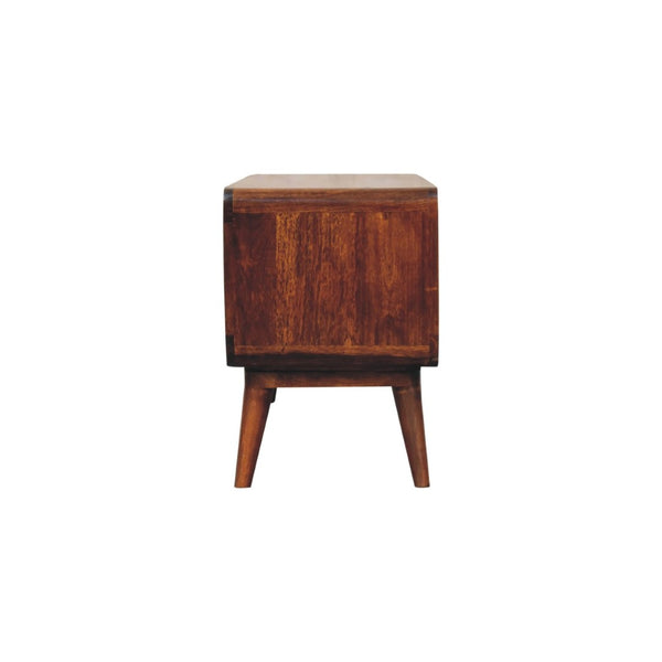 HomeRoots 43" Handcrafted Brown Solid Wood TV Stand with Mid-Century Charm, Open and Enclosed Storage Options 719197