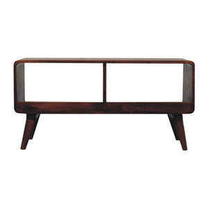 HomeRoots 43" Handcrafted Brown Solid Wood TV Stand with Mid-Century Charm, Open and Enclosed Storage Options 719197