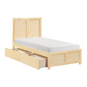 English Elm Contemporary Natural Pine Twin Bed Tall Headboard Slat Support Farmhouse Bedroom Frame B011S02460