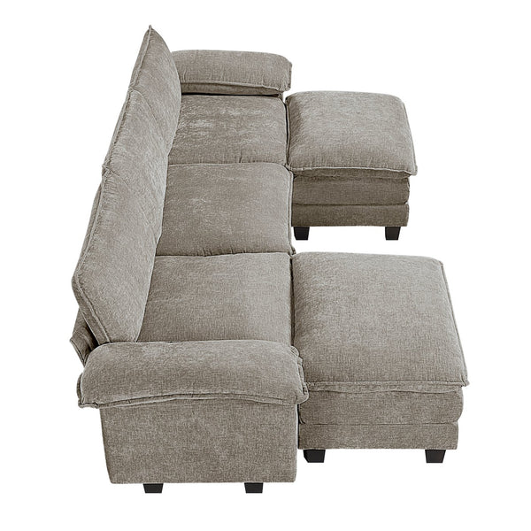 English Elm Modern 5-Piece Modular Sectional Sofa Set With Ottomans | Plush Chenille Upholstery & Durable Design B011S01816