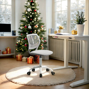 HomeRoots Set of Two 27" Beige Fabric & Oak Metal Swivel Bar Chairs for Stylish Comfort & Versatility 719204