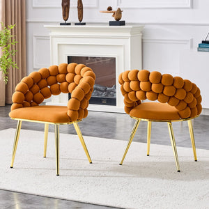 HomeRoots Set of Two Beige Velvet and Gold Metal Dining Chairs – Modern Glam with Open Back Design 719209