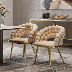 HomeRoots Set of Two Modern Gray and Black Velvet Dining Chairs with Gold Metal Legs for Stylish Comfort 719210