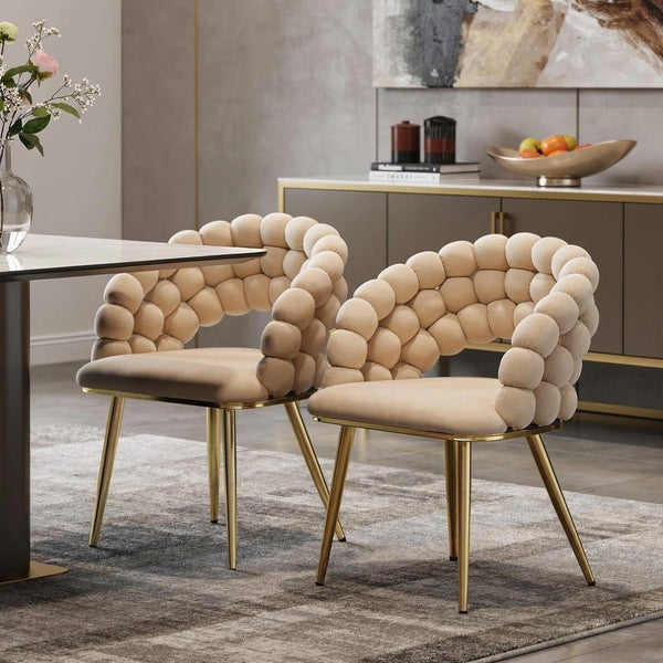 HomeRoots Set of Two Modern Gray and Black Velvet Dining Chairs with Gold Metal Legs for Stylish Comfort 719210