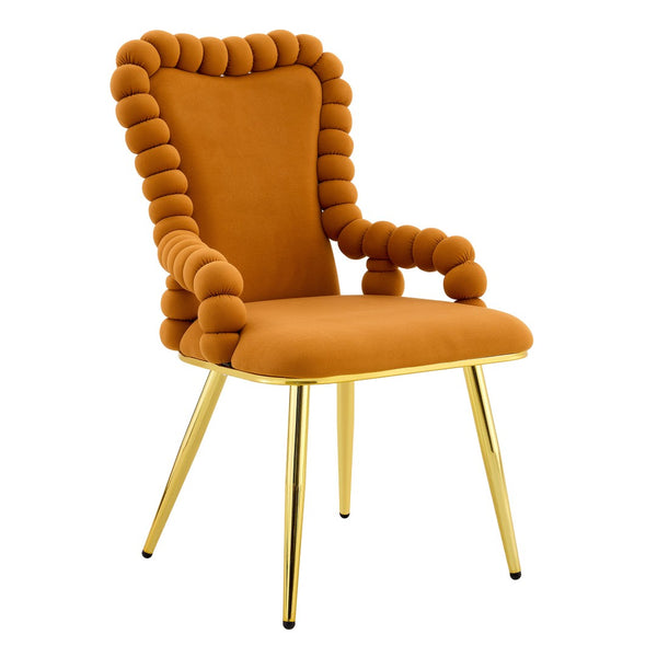 HomeRoots Set of Two Orange Velvet Side Chairs with Gold Metal Legs – Modern Accent Seating for Any Space 719219