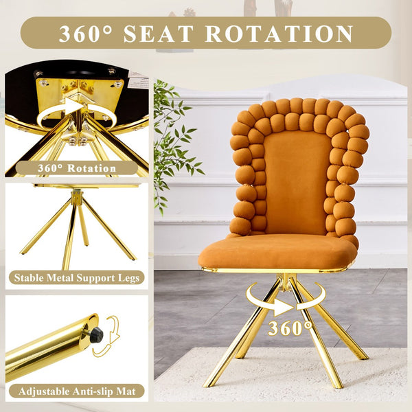 HomeRoots Set of Two Beige Velvet & Gold Metal Dining Chairs – Modern Armless Design with Open Back Style 719220