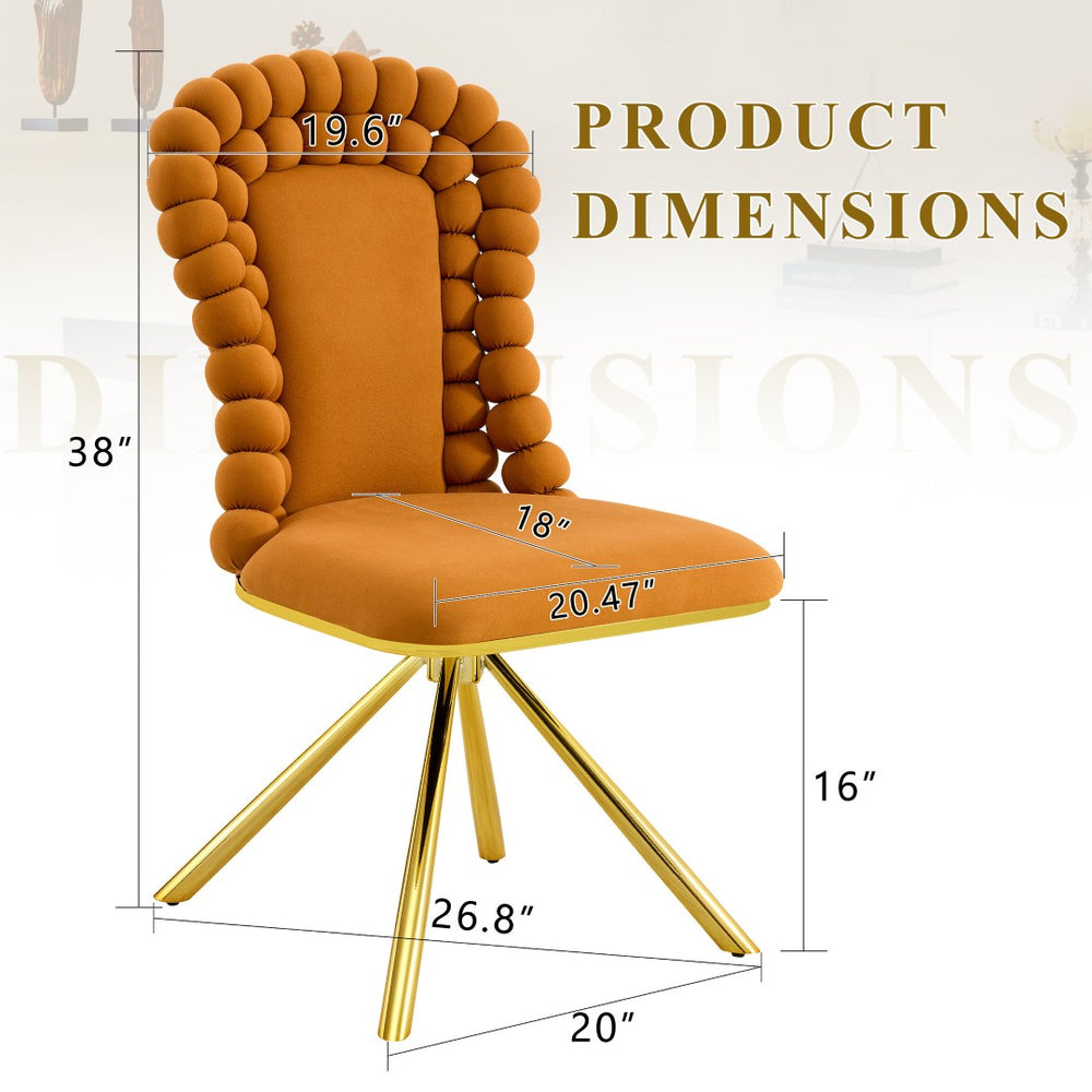 HomeRoots Set of Two Beige Velvet & Gold Metal Dining Chairs – Modern Armless Design with Open Back Style 719220