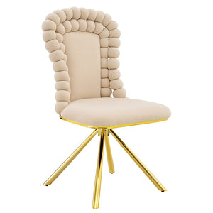 HomeRoots Set of Two Stylish Beige and Black Velvet Dining Chairs with Metal Legs for Modern Spaces 719221