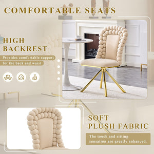HomeRoots Set of Two Stylish Beige and Black Velvet Dining Chairs with Metal Legs for Modern Spaces 719221