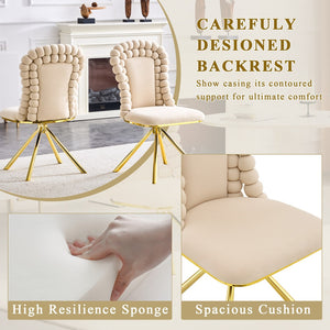 HomeRoots Set of Two Stylish Beige and Black Velvet Dining Chairs with Metal Legs for Modern Spaces 719221