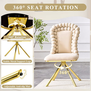 HomeRoots Set of Two Stylish Beige and Black Velvet Dining Chairs with Metal Legs for Modern Spaces 719221