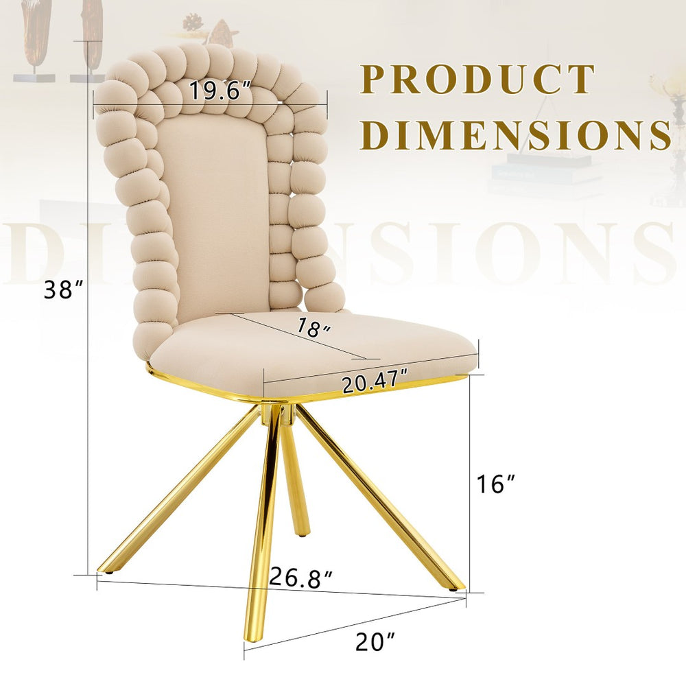 HomeRoots Set of Two Stylish Beige and Black Velvet Dining Chairs with Metal Legs for Modern Spaces 719221