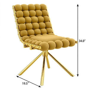 Set of Two Tufted Microfiber Swivel Side Chairs in Gold for Elegant Dining Rooms