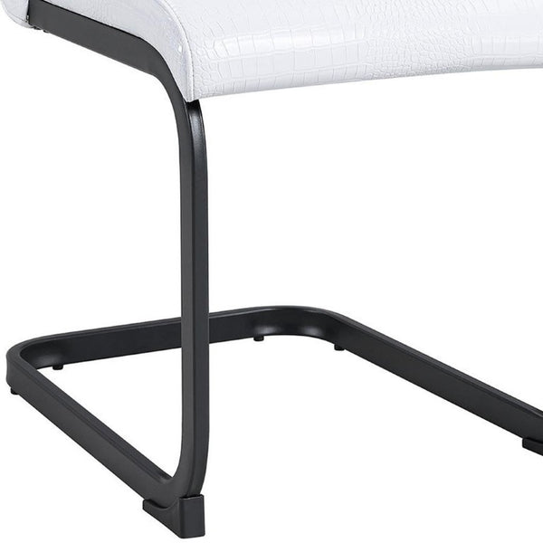 Set of Two Tufted Faux Leather Dining Chairs with Metal Legs for Glam Modern Rooms