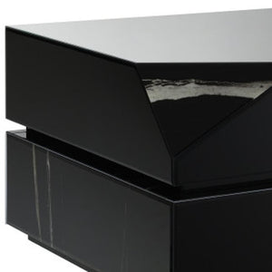 HomeRoots 48" Oak Wood Square Floor Shelf Coffee Table - Modern Geometric Design for Stylish Living Spaces 719246