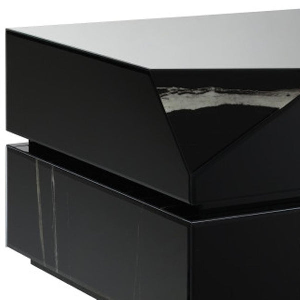 HomeRoots 48" Oak Wood Square Floor Shelf Coffee Table - Modern Geometric Design for Stylish Living Spaces 719246