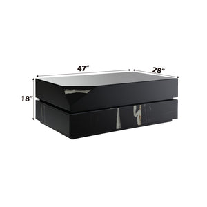 HomeRoots 48" Oak Wood Square Floor Shelf Coffee Table - Modern Geometric Design for Stylish Living Spaces 719246