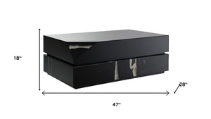 HomeRoots 48" Oak Wood Square Floor Shelf Coffee Table - Modern Geometric Design for Stylish Living Spaces 719246