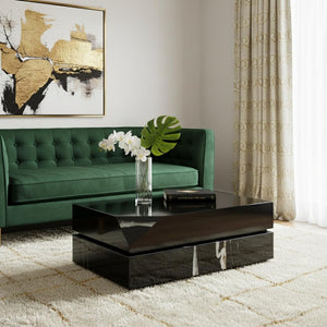 HomeRoots 48" Oak Wood Square Floor Shelf Coffee Table - Modern Geometric Design for Stylish Living Spaces 719246