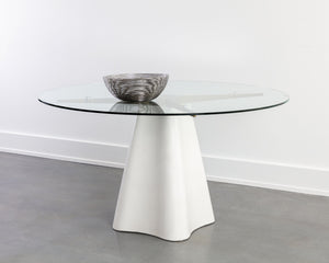 Sunpan Moda Modern 55" Dining Table with Clear Tempered Glass Top and Antique Brass Base for Stylish Dining White