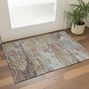 HomeRoots 5' X 8' Soft Abstract Washable Area Rug in Beige, Gray & Ivory - UV Protected, Durable Design! 719270