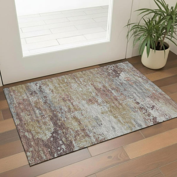 HomeRoots 5' X 8' Soft Abstract Washable Area Rug in Beige, Gray & Ivory - UV Protected, Durable Design! 719270