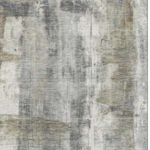 HomeRoots 8' Modern Abstract Round Rug in Beige, Gray & Ivory – Washable, UV Protected, Stain Resistant Design 719271