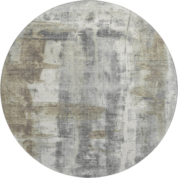 HomeRoots 8' X 10' Abstract Washable Area Rug in Beige, Gray & Ivory - Durable, UV Protected & Stain Resistant 719272