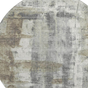 HomeRoots 8' X 10' Abstract Washable Area Rug in Beige, Gray & Ivory - Durable, UV Protected & Stain Resistant 719272