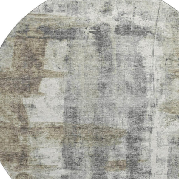 HomeRoots 8' X 10' Abstract Washable Area Rug in Beige, Gray & Ivory - Durable, UV Protected & Stain Resistant 719272