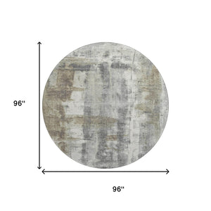HomeRoots 8' X 10' Abstract Washable Area Rug in Beige, Gray & Ivory - Durable, UV Protected & Stain Resistant 719272