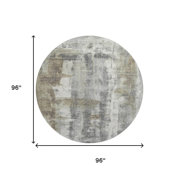HomeRoots 8' X 10' Abstract Washable Area Rug in Beige, Gray & Ivory - Durable, UV Protected & Stain Resistant 719272