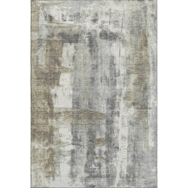 HomeRoots 9' X 12' Abstract Washable Area Rug in Beige Gray Ivory - Stylish, Durable, UV & Stain Resistant! 719273