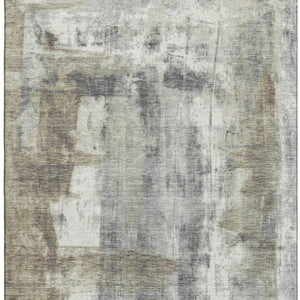 HomeRoots 9' X 12' Abstract Washable Area Rug in Beige Gray Ivory - Stylish, Durable, UV & Stain Resistant! 719273