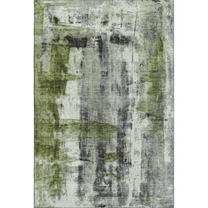 HomeRoots 5' X 8' Olive Green Charcoal Ivory Abstract Rug - Washable, UV Protected, Kid & Pet Friendly Design 719276