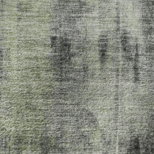 HomeRoots 8' Washable Olive Green, Charcoal & Ivory Abstract Round Rug with UV Protection for High-Traffic Areas 719277