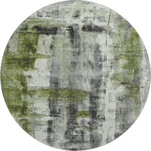 HomeRoots 8' X 10' Olive Green Charcoal Ivory Washable Area Rug - UV Protected, Stain Resistant, Stylish Design 719278