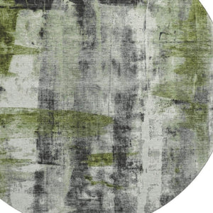 HomeRoots 8' X 10' Olive Green Charcoal Ivory Washable Area Rug - UV Protected, Stain Resistant, Stylish Design 719278