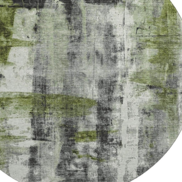 HomeRoots 8' X 10' Olive Green Charcoal Ivory Washable Area Rug - UV Protected, Stain Resistant, Stylish Design 719278