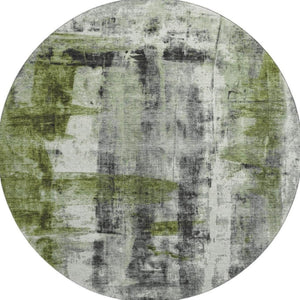 HomeRoots 8' X 10' Olive Green Charcoal Ivory Washable Area Rug - UV Protected, Stain Resistant, Stylish Design 719278
